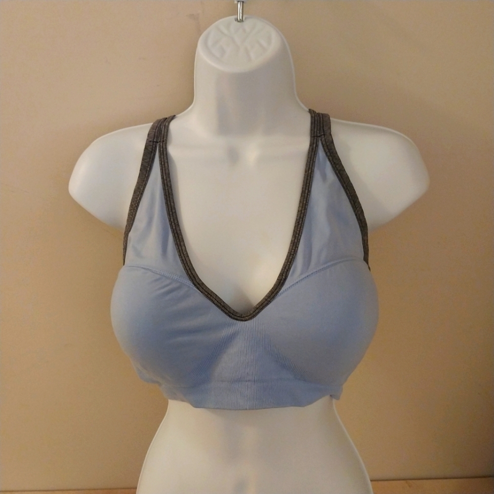 Fruit of the Loom Sports Bra Blue with Grey Trim Molded Cups XL
